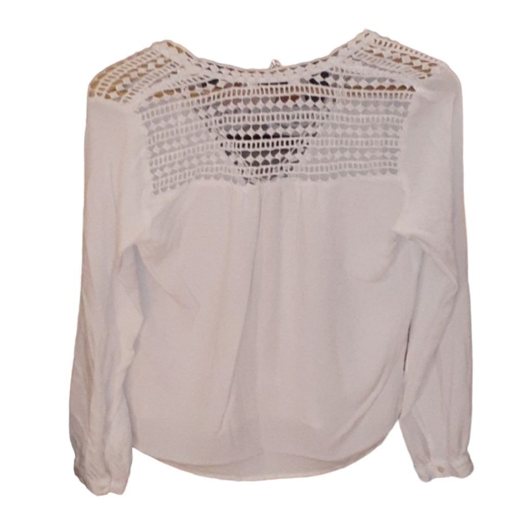 Julie Billiart White Crochet Lace Back Long Sleeve Blouse Top Womens Size S